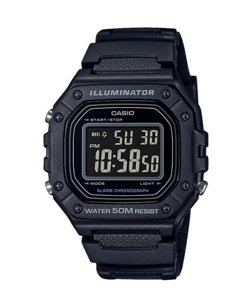 Men's Digital Black Resin Watch 43.2mm, W218H-1BV
