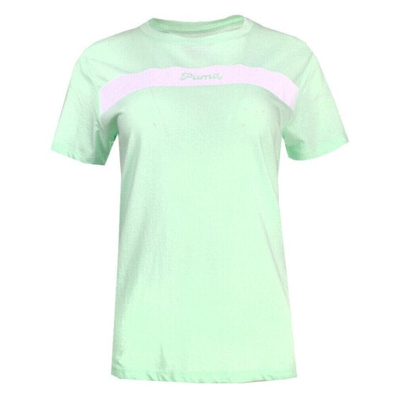 Puma Upfront Line Logo Crew Neck Short Sleeve T-Shirt Womens Green Casual Tops 6