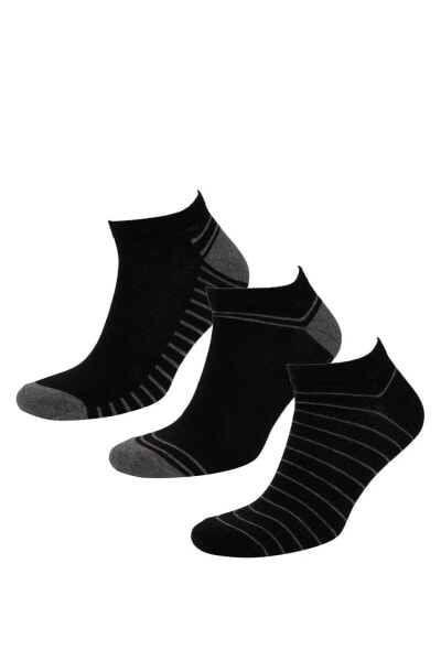 Erkek Çizgili 3'lü Pamuklu Patik Çorap C0112axns