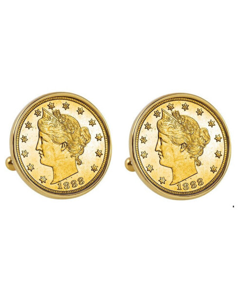 Запонки American Coin Treasures золотые с никелем 1800-х годов в оправе Cuff Links