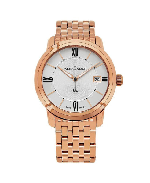 Men's Macedon Rose-Gold Stainless Steel , White Dial , 40mm Round Watch
