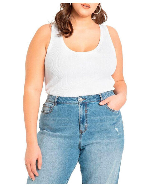 Plus Size Scoop Neck Knitted Tank