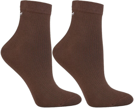 Kurze gerippte Damensocken 3/4 braun - Moraj 23 (35-37)