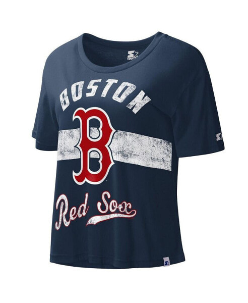 Women's Navy Boston Red Sox Record Setter Crop Top
