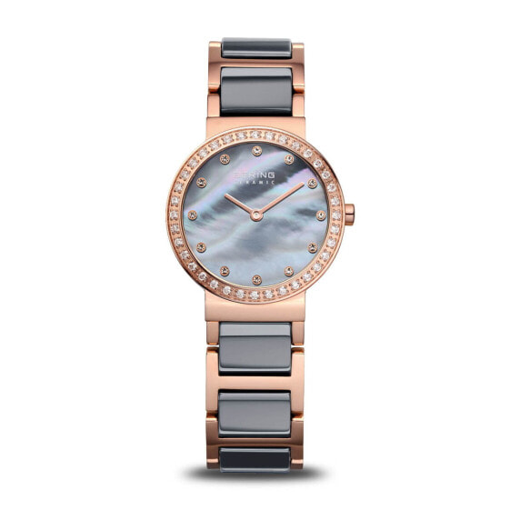 Bering Damen Armbanduhr Ceramic 26 mm Armband Edelstahl, Keramik rosegold grau10725-769