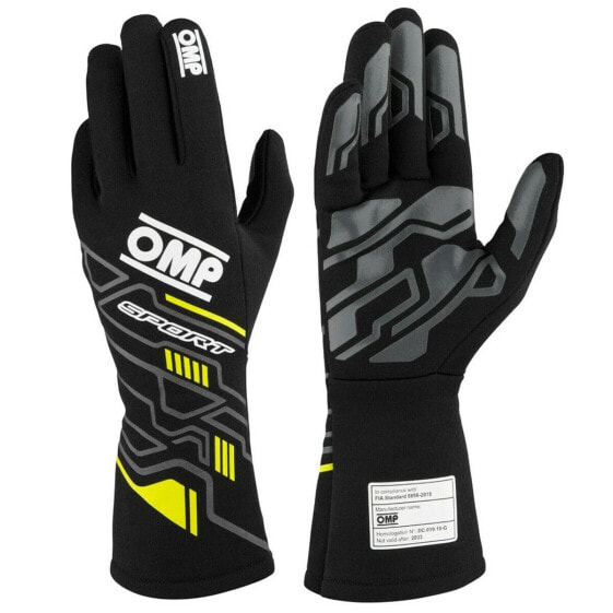 Мужские водительские перчатки OMP SPORT Чёрный/Жёлтый M