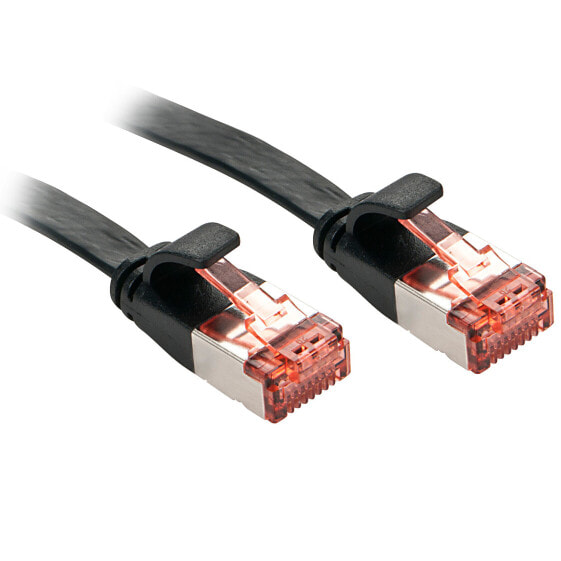 Lindy 0.3m Cat.6 U/FTP Flat Cable - Black - 0.3 m - Cat6 - U/FTP (STP) - RJ-45 - RJ-45
