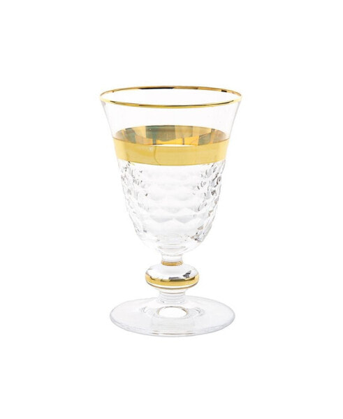 Short Stem Glasses with Gold-Tone Crystal Detail, Set of 6