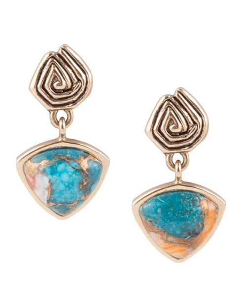 Out West Bronze and Genuine Turquoise Spiny Oyster Matrix Earrings