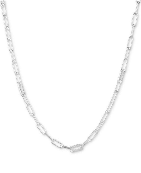 Crystal Pavé Open Link Collar Necklace in Sterling Silver, 15" + 3" extender