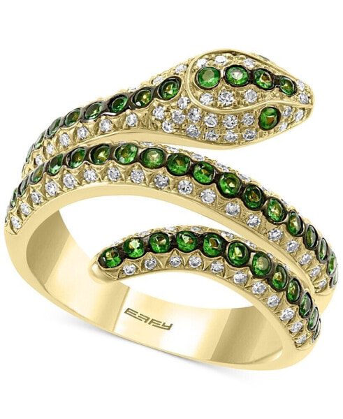 EFFY® Tsavorite (1/2 ct. t.w.) & Diamond (3/8 ct. t.w.) Snake Ring in 14k Gold