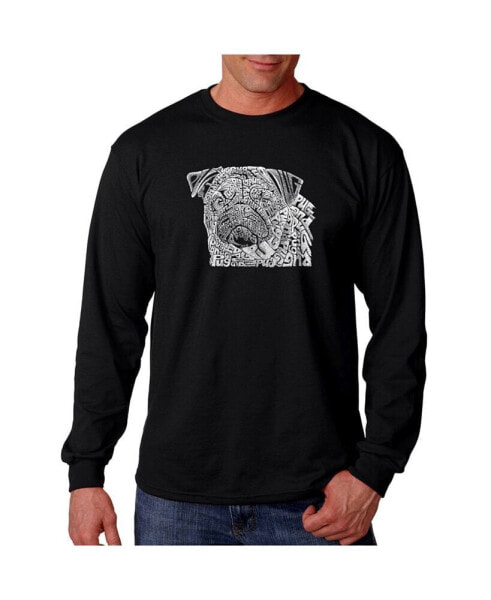 Men's Word Art Long Sleeve T-Shirt - Pug Face