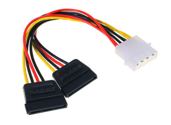 InLine 4-Pol Molex Strom Y-Kabel an 2x SATA-Strom - 0,15m