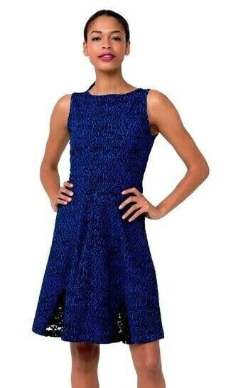 Leota 161292 Women's Cynthia Sleeveless A-Line Dress Black/Blue Sz. Small