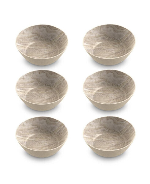 Melamine Faux Real Desert Wood Low Bowls, Set of 6