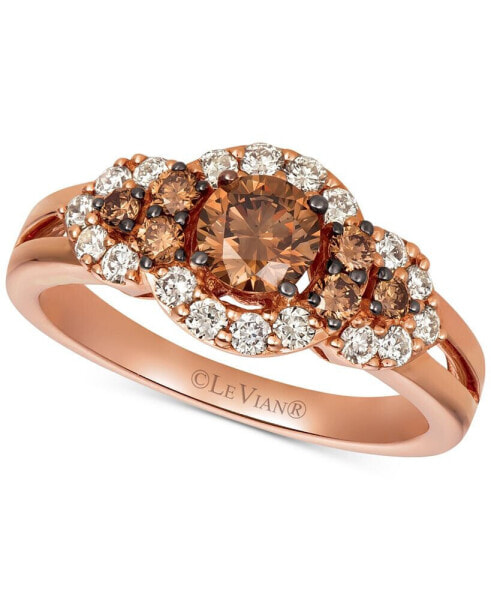 Chocolate Diamonds® (5/8 ct. t.w.) & Nude Diamonds™ (3/8 ct. t.w) Statement Ring in 14k Rose Gold