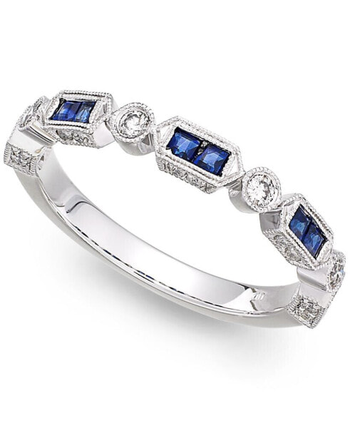 Кольцо Macy's White Gold Sapphire и Diamond