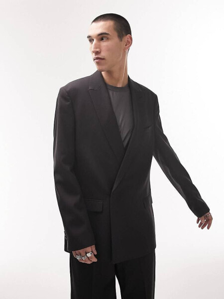 Topman wrap suit jacket in black