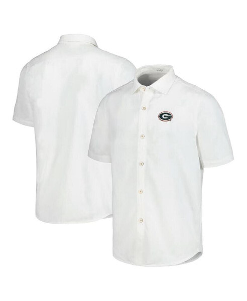 Men's White Georgia Bulldogs Coconut Point Palm Vista IslandZone Camp Button-Up Shirt