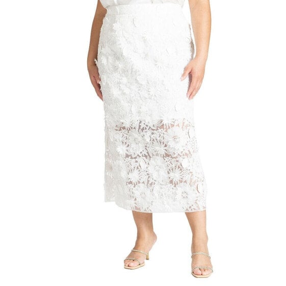 Plus Size Textural Lace Midi Skirt