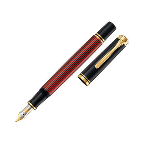 Pelikan Souverän 600 - Black - Gold - Red - Built-in filling system - Gold/Rhodium - Bold - Ambidextrous - Germany