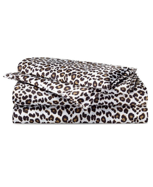 Betseys Leopard Satin 4 Piece Sheet Set, King