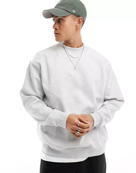 Weekday relaxed heavyweight jersey sweatshirt in grey melange