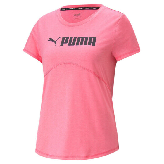 Футболка спортивная PUMA Fit Heather Crew Neck с коротким рукавом для женщин розового цвета