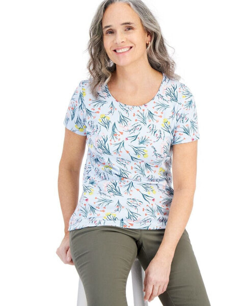 Women's Short-Sleeve Printed Scoop-Neck Top, Created for Macy's