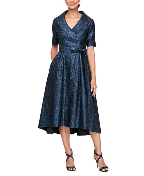 Women's Printed Jacquard Collared Dress