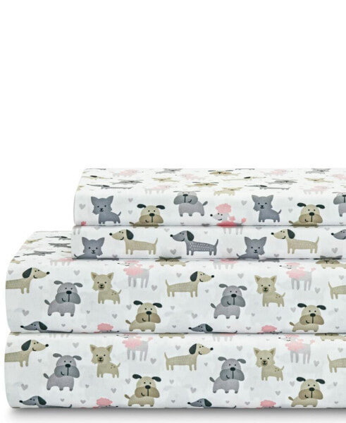 Whimsical Printed Microfiber 3-Pc. Sheet Set, Twin