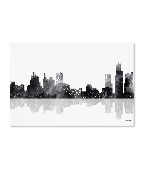 Marlene Watson 'Detroit Michigan Skyline BG-1' Canvas Art - 22" x 32"