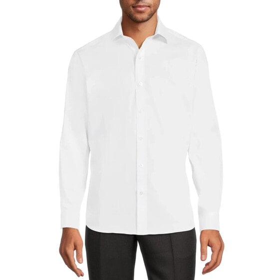 George Modern Fit Dress Shirt Men's Medium White Cotton Longsleeve Solid