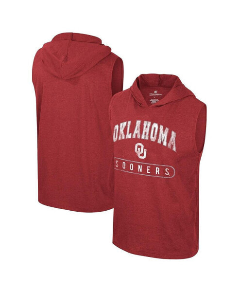 Men's Crimson Oklahoma Sooners Varsity Sleeveless Hoodie Tank Top