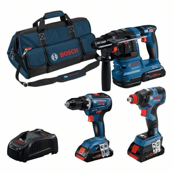 Bosch Combo Kit 3-tlg. 18V: GSR 18V-55 + GDX 18V-200 + GBH 18V-22, 3x PC 4,0 + Lader + Tasche