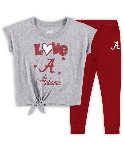 Toddler Boys Heather Gray, Crimson Alabama Crimson Tide Forever Love Team T-shirt and Leggings Set