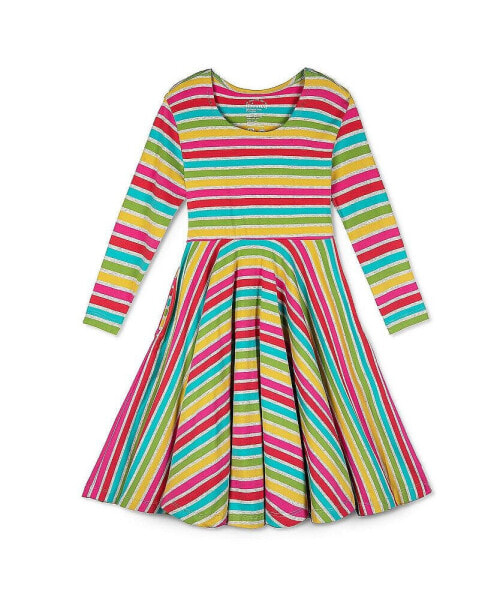 Girls Fair Trade Organic Cotton Print 3/4 Sleeve Twirl Dress