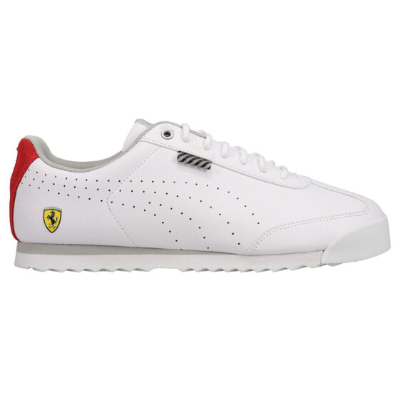 Puma Ferrari Roma Via Perforated Lace Up Mens White Sneakers Casual Shoes 30703