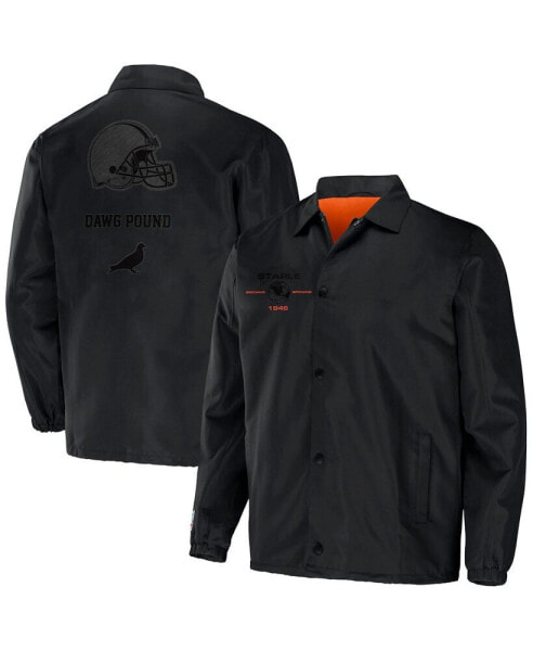 Men's NFL X Staple Black Cleveland Browns Embroidered Nylon Jacket