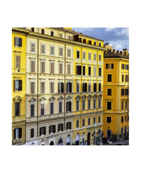 Philippe Hugonnard Dolce Vita Rome 3 Italian Yellow Facades Canvas Art - 36.5" x 48"