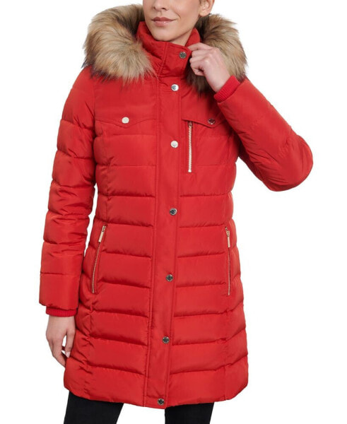 Women's Faux-Fur-Trim Hooded Puffer Coat, Created for Macy's