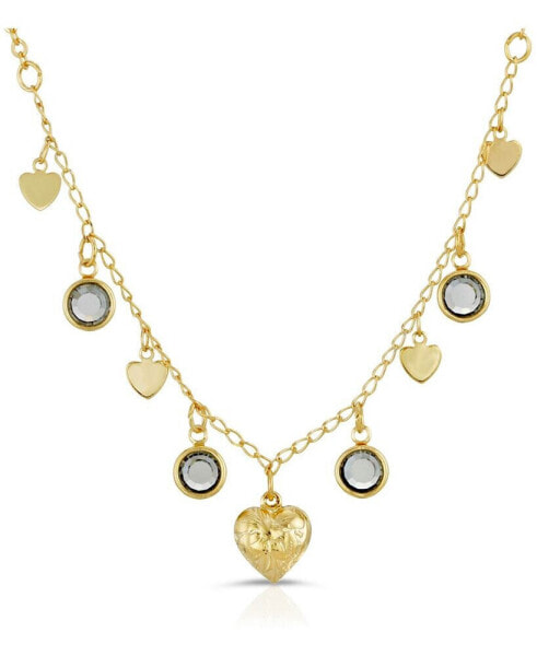 Channels with Hearts Drop Necklace