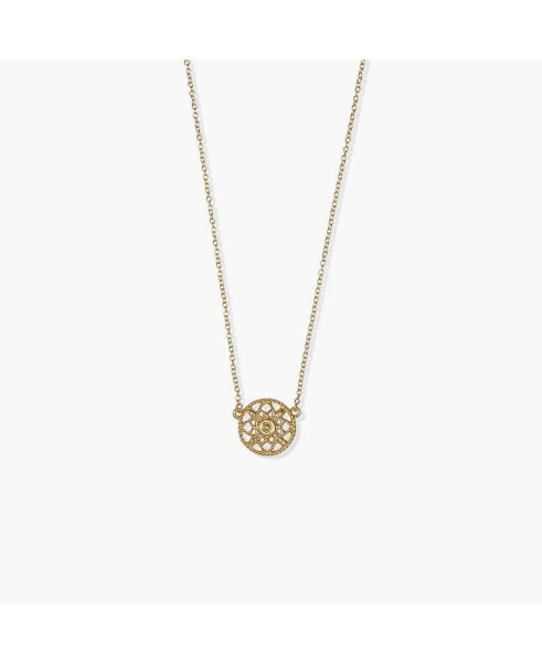 Round Filigree Pendant Necklace Gold