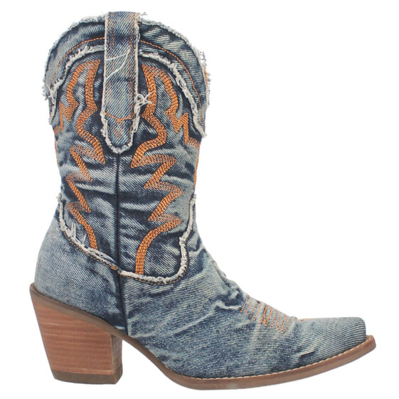 Dingo Y'all Need Dolly Embroidered Round Toe Cowboy Booties Womens Blue Casual B