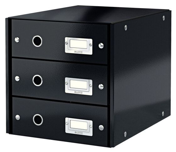 Esselte Leitz Click & Store Drawer Cabinet - Hardboard - Black - 3 drawer(s) - Envelope - Flat file - Folder - Letter - Note - Paper - Sheet protector - 286 mm - 282 mm