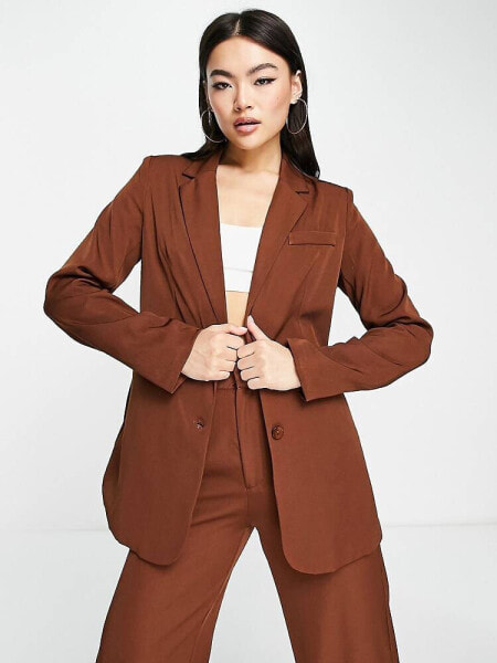 Missyempire relaxed blazer co-ord in chocolate