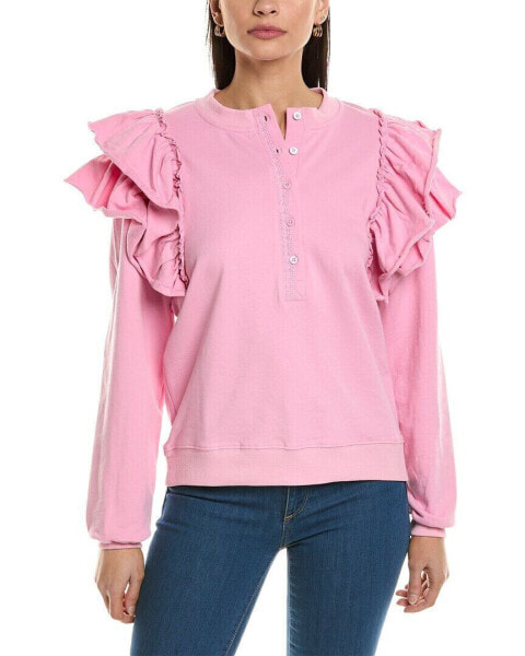 Fate Ruffle Shoulder Washed Sweatshirt Women's