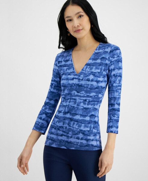 Women's Printed Ribbed Top, Created for Macy's