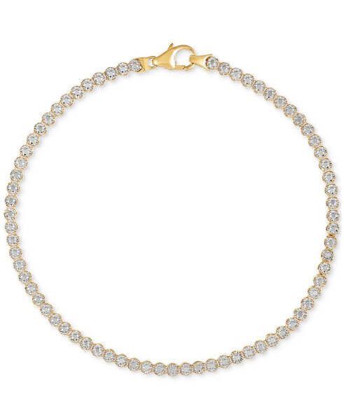 Diamond Cut Flat Bead Link Bracelet in 10k Two-Tone Gold