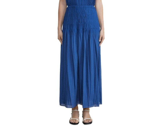Lafayette 148 New York Women Smocked Maxi Skirt Blue Size XS